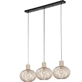 TRIO Leuchten - Moderne hanglamp van metaal, zwart met beige, 3-lichts - Gila I Geschikt voor woonkamer of slaapkamer - Rond - Geschikt voor LED, fitting E27