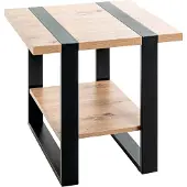 Haku bijzettafel, vierkant, staalbuis met poedercoating, melaminehars-coating, B 450 x D 450 x H 450 mm, zwart/licht eiken
