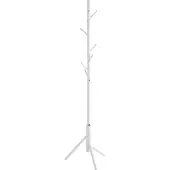 Haku kapstok, 8 haken, elk met een draagvermogen van 5 kg, Ø 480 x H 1730 mm, gelakt stalen buis, wit