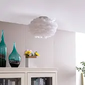 LINDBY Plafondlamp Heven, dimbaar, wit / opaal, Woon-/ Eetkamer, Kunststof, Design, plafondlamp