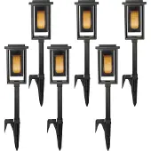 Ks Verlichting set van 6 LED Solar Fakkel Tuinlamp Zwart