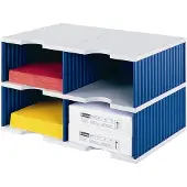 Styro sorteerstation styrodoc Jumbo, C4, 2 etages/2 rijen/4 vakken, blauw