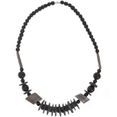 Behave – Ketting – Hout – Zwart Bruin Schijfkralen – 48 cm – Handgemaakt