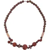 Behave – Ketting – Hout – Bruin;Rood – 48 cm – Nikkelvrij – Handgemaakt