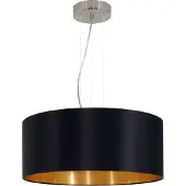 Eglo Maserlo Hanglamp - 3 lichts - E27 - Ø 53 cm - Stof - Zwart, Goud
