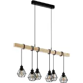 Eglo Townshend 5 Hanglamp - E27 - 100 cm - Zwart/Bruin - FSC Hout