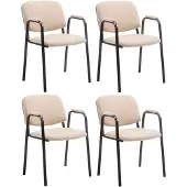 CLP Ken Pro - Stapelstoelen Set van 4 - armleuningen - zwart - 150 kg - Stof/creme
