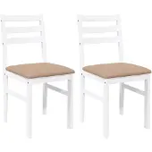 vidaXL Eetkamerstoelen met kussens 2 st massief hout rubber wit