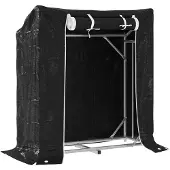 vidaXL Haardhoutrek met regenhoes 100,5x40,5x110,5 cm staal