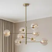 LumenXL Plafondlamp Oito goud met amber glas, 8-lichts
