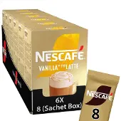 Nescafe Vanilla Latte oploskoffie - 6 doosjes x 8 zakjes