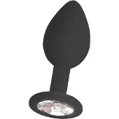 Ouch! Siliconen Butt Plug met Steentje - Zwart