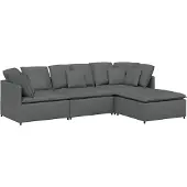 vidaXL Modulaire bank met voetenbank en kussens stof donkergrijs