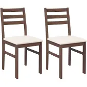 vidaXL Eetkamerstoelen met kussens 2 st massief hout rubber bruin