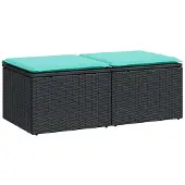 vidaXL 2-delige Loungeset met kussens poly rattan acacia zwart