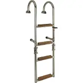 Jero Marine Opvouwbare Zwemtrap Rvs 4 Houten Treden 91x25cm