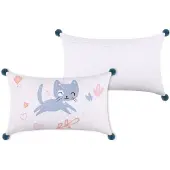 Stof - Kussen voor kinderen ZOELINE met pompons, 30 x 50 cm