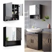 Vicco Irma Badkamerspiegelkast – 54 x 55 cm Antraciet Hoogglans