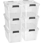 Juskys Opbergbox / Opslagdoos 60 L - Kunststof - 6-Delig - Incl. Deksel