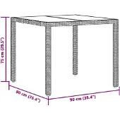 vidaXL Tuintafel met glazen blad 90x90x75 cm poly rattan