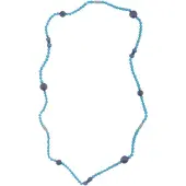 Behave – Ketting – Houten kralen – Blauw;Grijs – 90 cm – Boho Chic