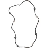 Behave – Ketting – Houten kralen – Bruin;Zwart;Grijs – 90 cm – Boho Chic