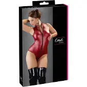 Cottelli Party - glanzende, mouwloze body met ritssluiting (rood) - M