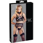 Cottelli Bondage - kanten lingerieset met boeien (zwart)