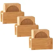 COSY&TRENDY Set van 18x glazenonderzetters hout in houder 10 cm