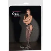Cottelli Legwear - open jarretkous - glanzend - zwart (S-L)