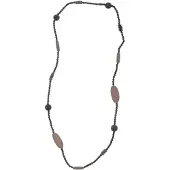 Behave – Ketting – Houten kralen – Bruin;Zwart;Grijs – 90 cm – Boho Chic