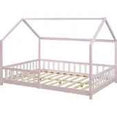 En.casa Kinderbed Hesel huisbed met uitvalbeveiliging 120x200 cm roze []