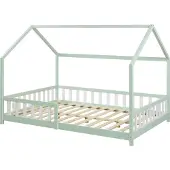 En.casa Kinderbed Hesel huisbed met uitvalbeveiliging 120x200 cm mint []