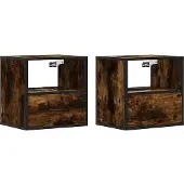 vidaXL Nachtkastjes 2st wandgemonteerd 40x31x39,5cm gerookt eikenkleur