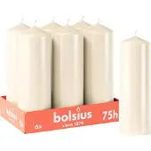 Bolsius - Gladde Stompkaarsen - 6 stuks - Ivoor - 20cm - 75 branduren