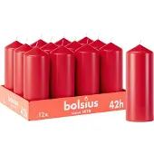 Bolsius - Gladde Stompkaarsen - 12 stuks - Rood - 42 branduren - 15 x 5,8 cm