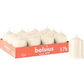 Bolsius - Gladde Stompkaarsen - 12 stuks - Ivoor - 17 branduren - 8 x 5,8 cm