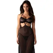 Obsessive Iliosa Chemise & String Zwart S/M