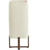 Light & Living Tafellamp Wyn 39cm - crème touw met walnoot look