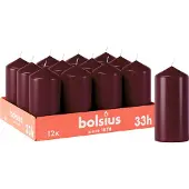 Bolsius - Gladde Stompkaarsen - 12 Stuks - Bordeauxrood - 33 branduren - 12 x 5,8 cm