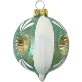 Clayre & Eef Kerstbal Overig Ø 5x7 cm Blauw Wit Glas Kerstballen