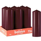 Bolsius - Gladde Stompkaarsen - 6 stuks - Bordeauxrood - 75 branduren - 20 x 6,8 cm