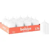 Bolsius - Gladde Stompkaarsen - 12 stuks - Wit - 17 branduren - 8 x 5,8 cm