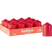 Bolsius - Gladde Stompkaarsen - 12 stuks - Rood - 17 branduren - 8 x 5,8 cm