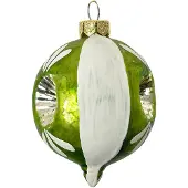 Clayre & Eef Kerstbal Overig Ø 5x7 cm Groen Wit Glas Kerstballen
