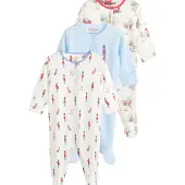 Next Rompertje/body lichtblauw / rood / wolwit
