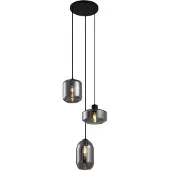 QAZQA Moderne hanglamp zwart met smoke glas 3-lichts - Sheena
