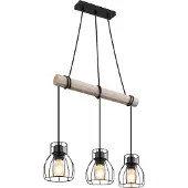 Globo Lighting Landelijke hanglamp Mina hout met zwart