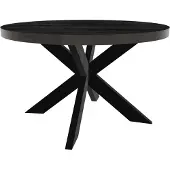 Lizzely Garden & Living Eettafel rond mangohout 130cm Jones zwart ronde industriële tafel duurzaam mango eetkamertafel