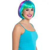 Folat pruik bob dames polyester regenboog one-size